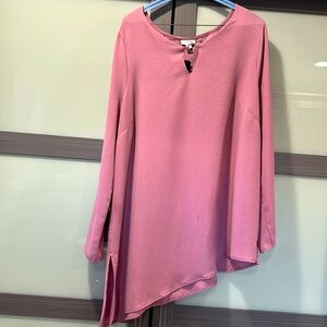 Women Beautiful Pink Blouse with Split and silver ring on Sleeves.